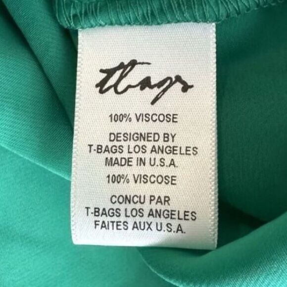 T-Bags Emerald Green Silky Ruffled Mini Dress Size Medium - Picture 7 of 7